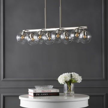Julian 33.5" Farmhouse Bohemian Iron/Glass Linear LED Pendant - JONATHAN Y